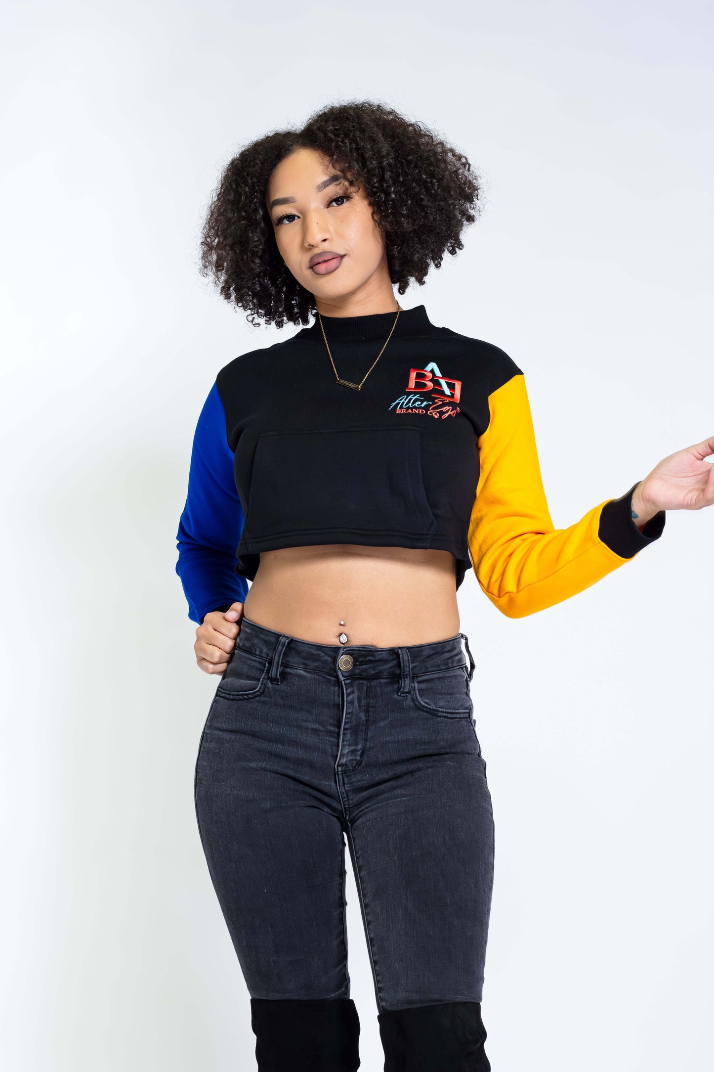 cropped black sweater